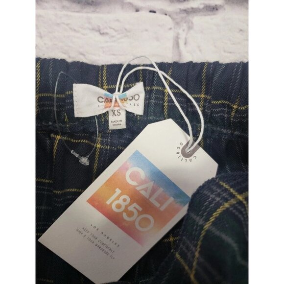 Cali 1850 Blue Green Mini Pleated Skort Skirt XSmall Plaid - Picture 2 of 6